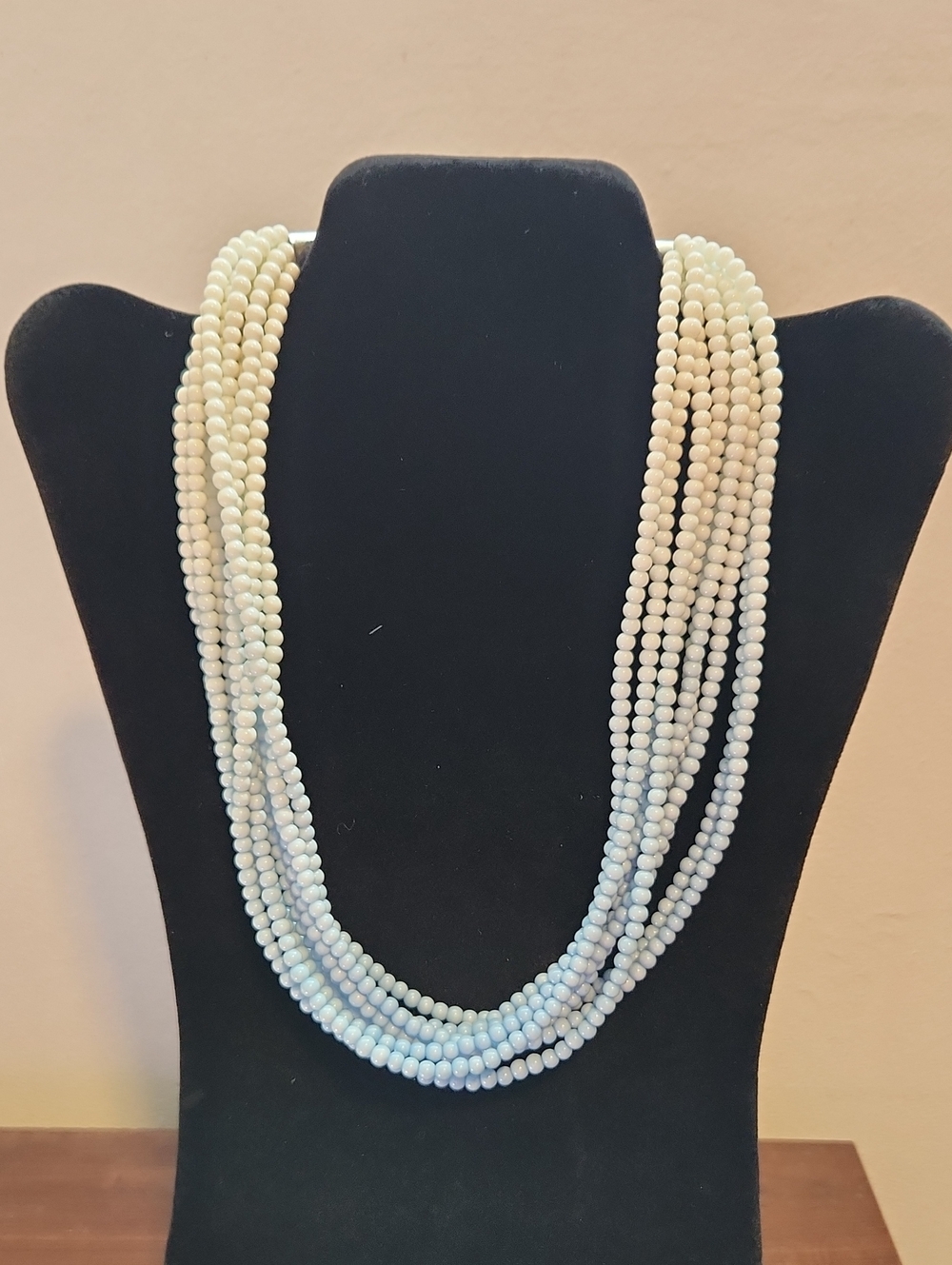 Multi-Strand Ombre Blue Beaded Necklace